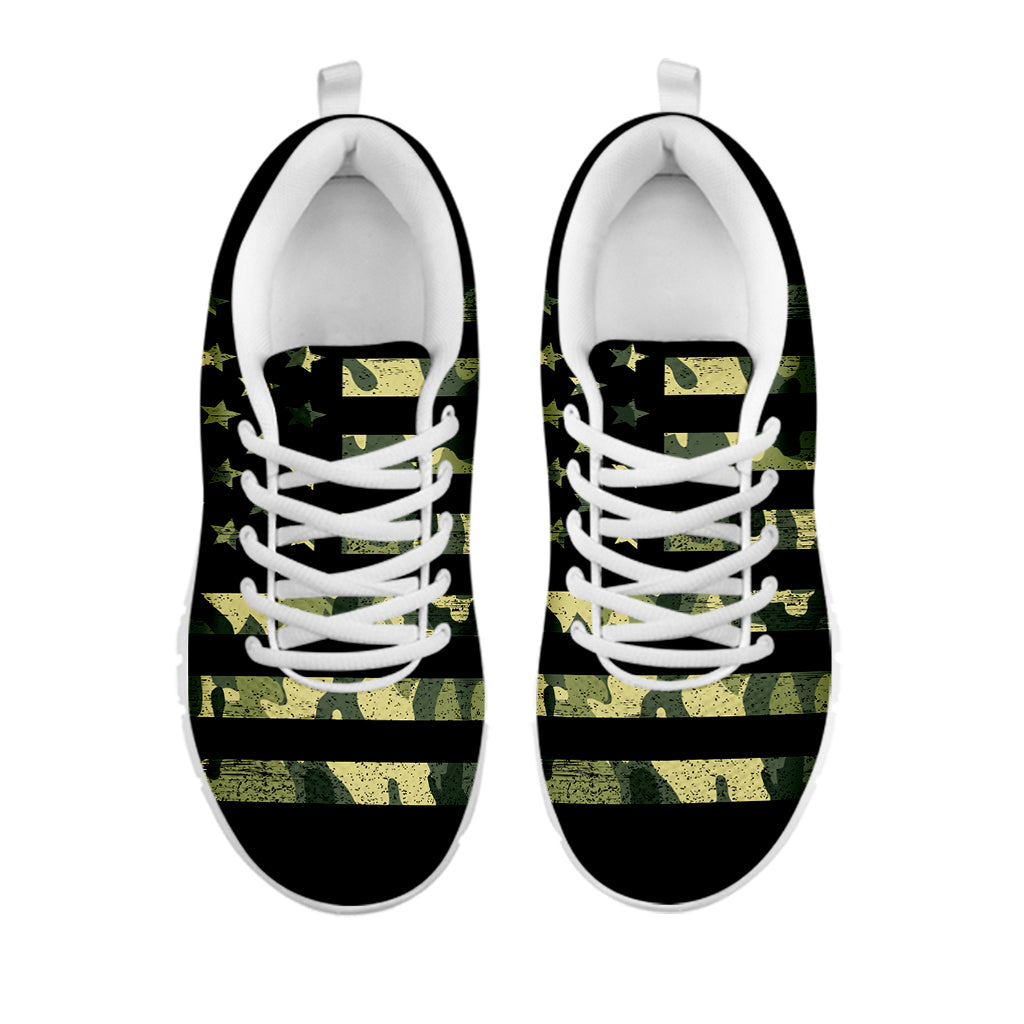 Camouflage American Flag Print White Sneakers