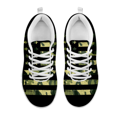 Camouflage American Flag Print White Sneakers
