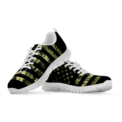 Camouflage American Flag Print White Sneakers