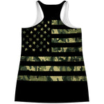 Camouflage American Flag Print Women's Racerback Tank Top
