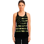 Camouflage American Flag Print Women's Racerback Tank Top