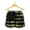 Camouflage American Flag Print Women's Shorts