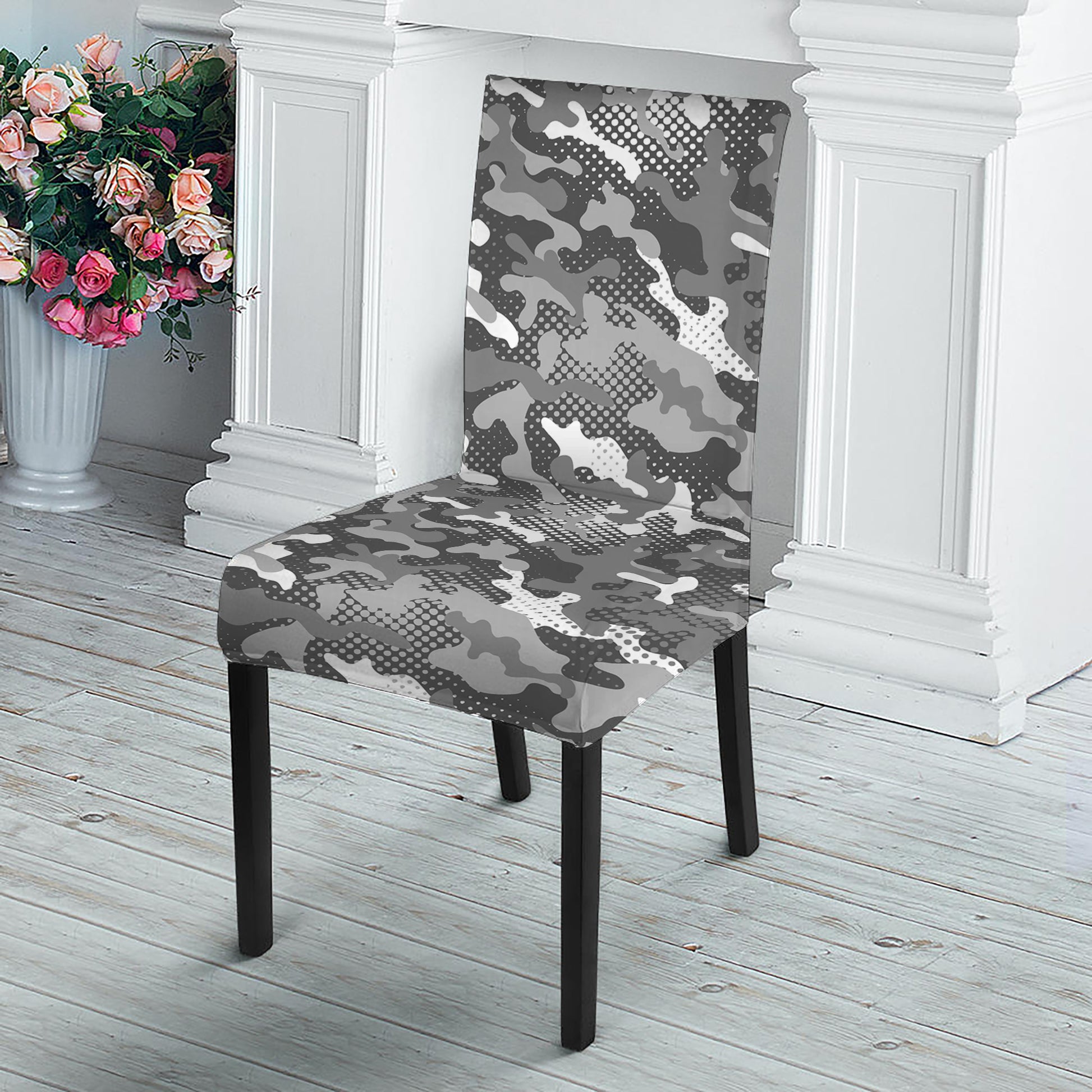 Camouflage Dazzle Pattern Print Dining Chair Slipcover