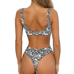 Camouflage Dazzle Pattern Print Front Bow Tie Bikini