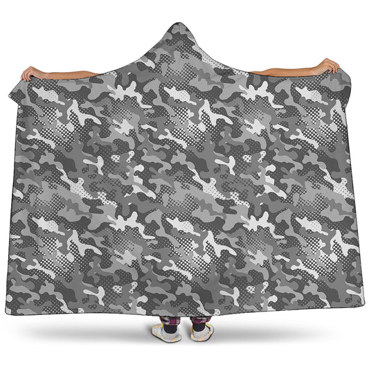 Camouflage Dazzle Pattern Print Hooded Blanket