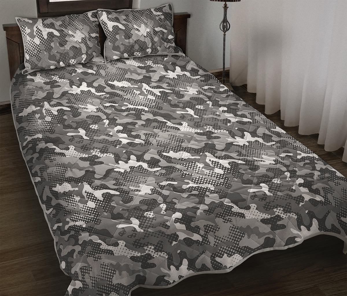 Camouflage Dazzle Pattern Print Quilt Bed Set