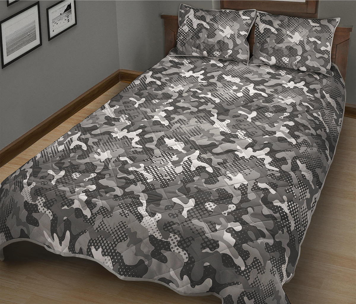 Camouflage Dazzle Pattern Print Quilt Bed Set