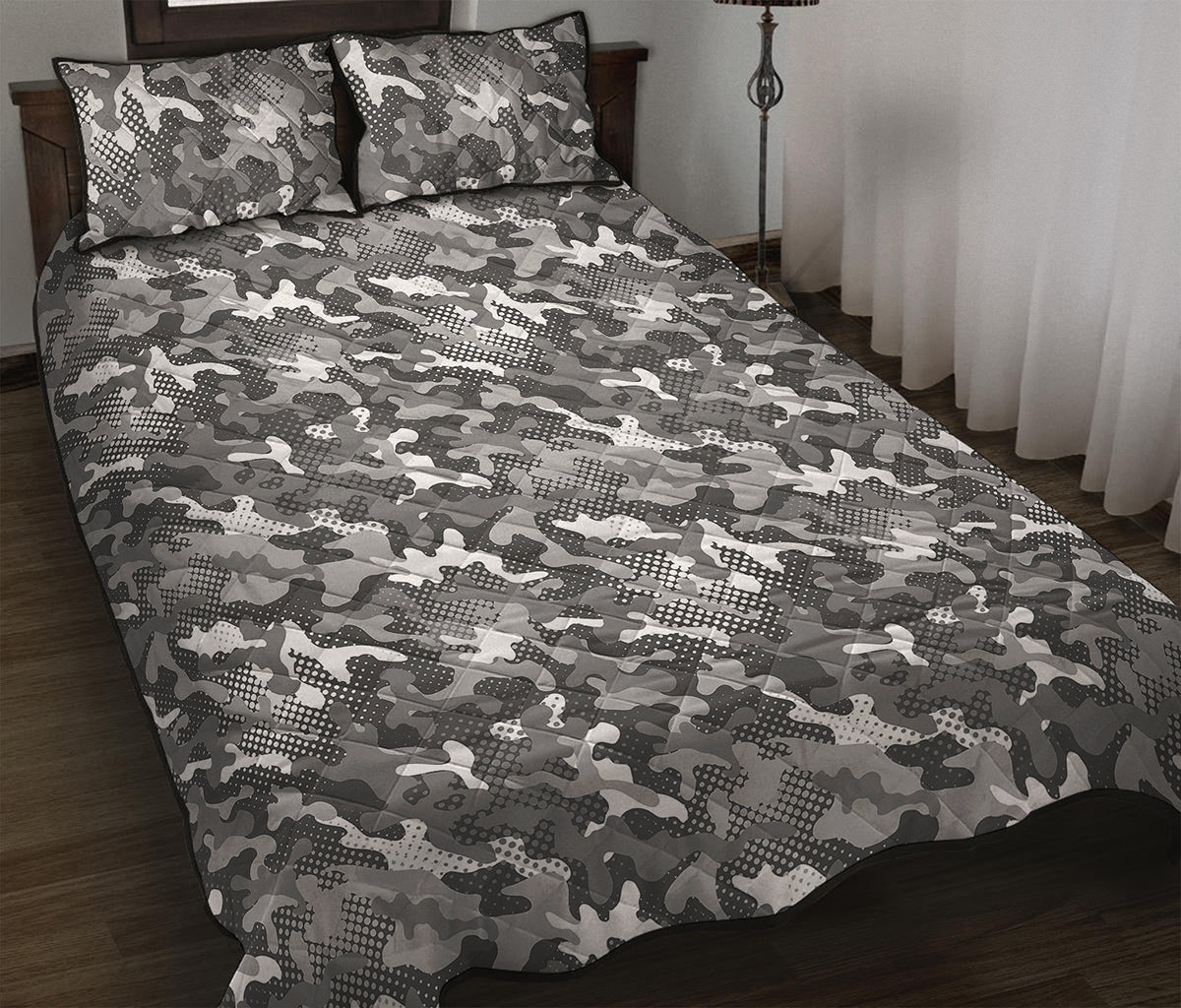 Camouflage Dazzle Pattern Print Quilt Bed Set