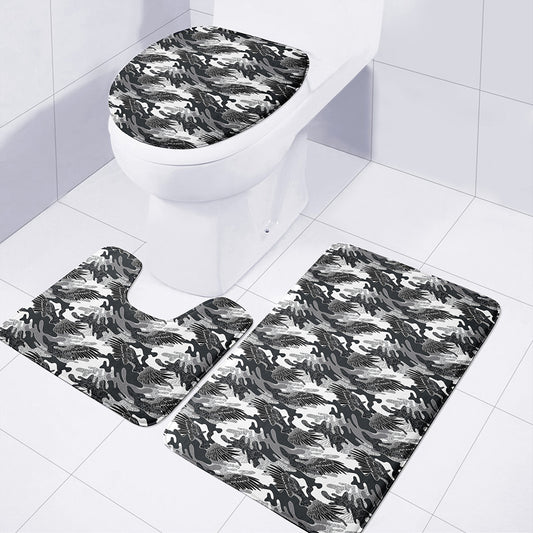 Camouflage Dazzle Wings Pattern Print 3 Piece Bath Mat Set