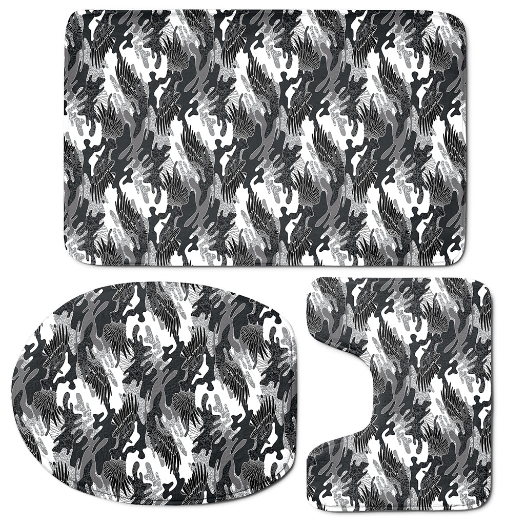 Camouflage Dazzle Wings Pattern Print 3 Piece Bath Mat Set