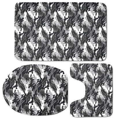 Camouflage Dazzle Wings Pattern Print 3 Piece Bath Mat Set