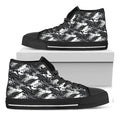 Camouflage Dazzle Wings Pattern Print Black High Top Sneakers
