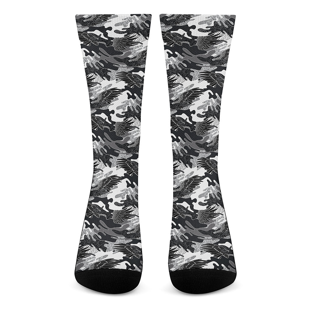 Camouflage Dazzle Wings Pattern Print Crew Socks