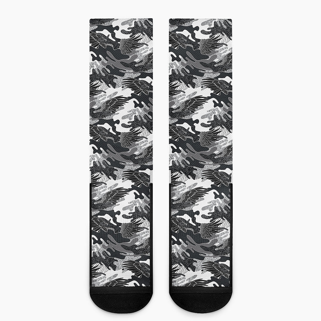 Camouflage Dazzle Wings Pattern Print Crew Socks