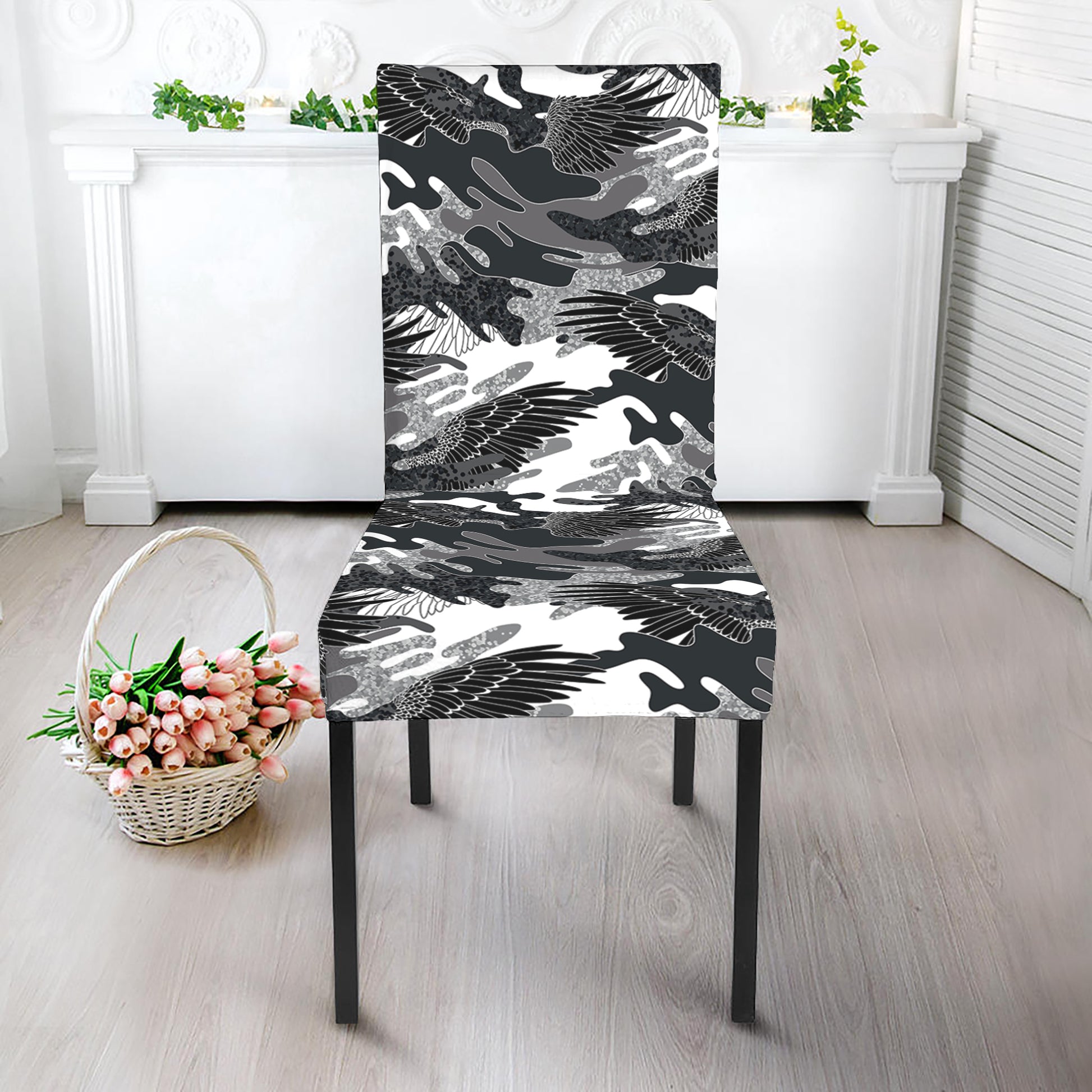 Camouflage Dazzle Wings Pattern Print Dining Chair Slipcover