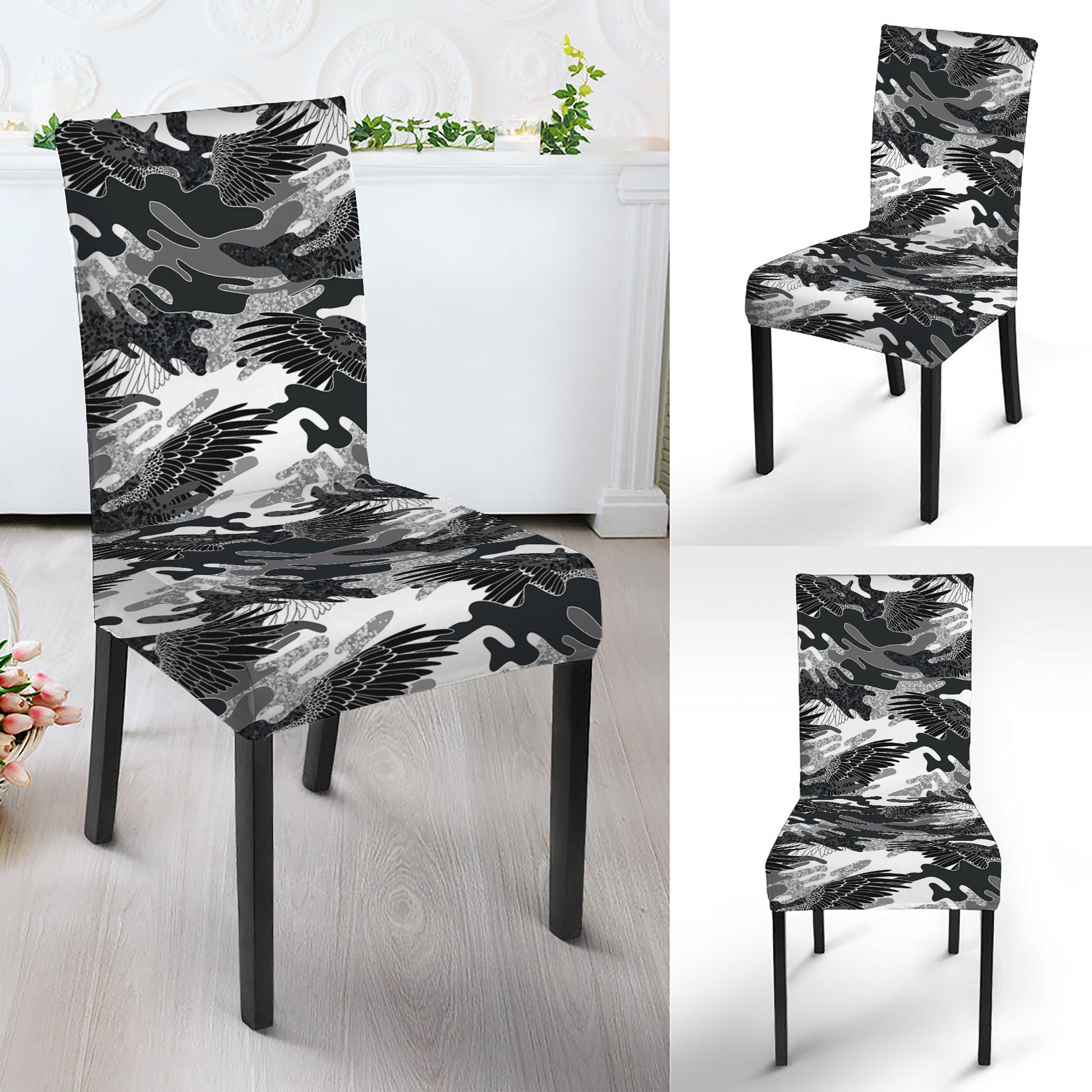 Camouflage Dazzle Wings Pattern Print Dining Chair Slipcover