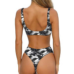 Camouflage Dazzle Wings Pattern Print Front Bow Tie Bikini