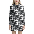 Camouflage Dazzle Wings Pattern Print Pullover Hoodie Dress