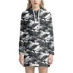Camouflage Dazzle Wings Pattern Print Hoodie Dress