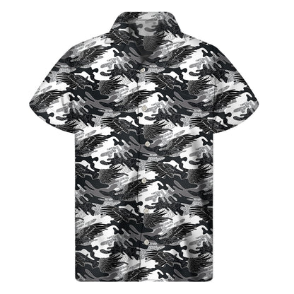Camouflage Dazzle Wings Pattern Print Men's Short Sleeve Shirt