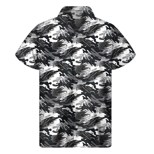 Camouflage Dazzle Wings Pattern Print Men's Short Sleeve Shirt