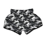 Camouflage Dazzle Wings Pattern Print Muay Thai Boxing Shorts