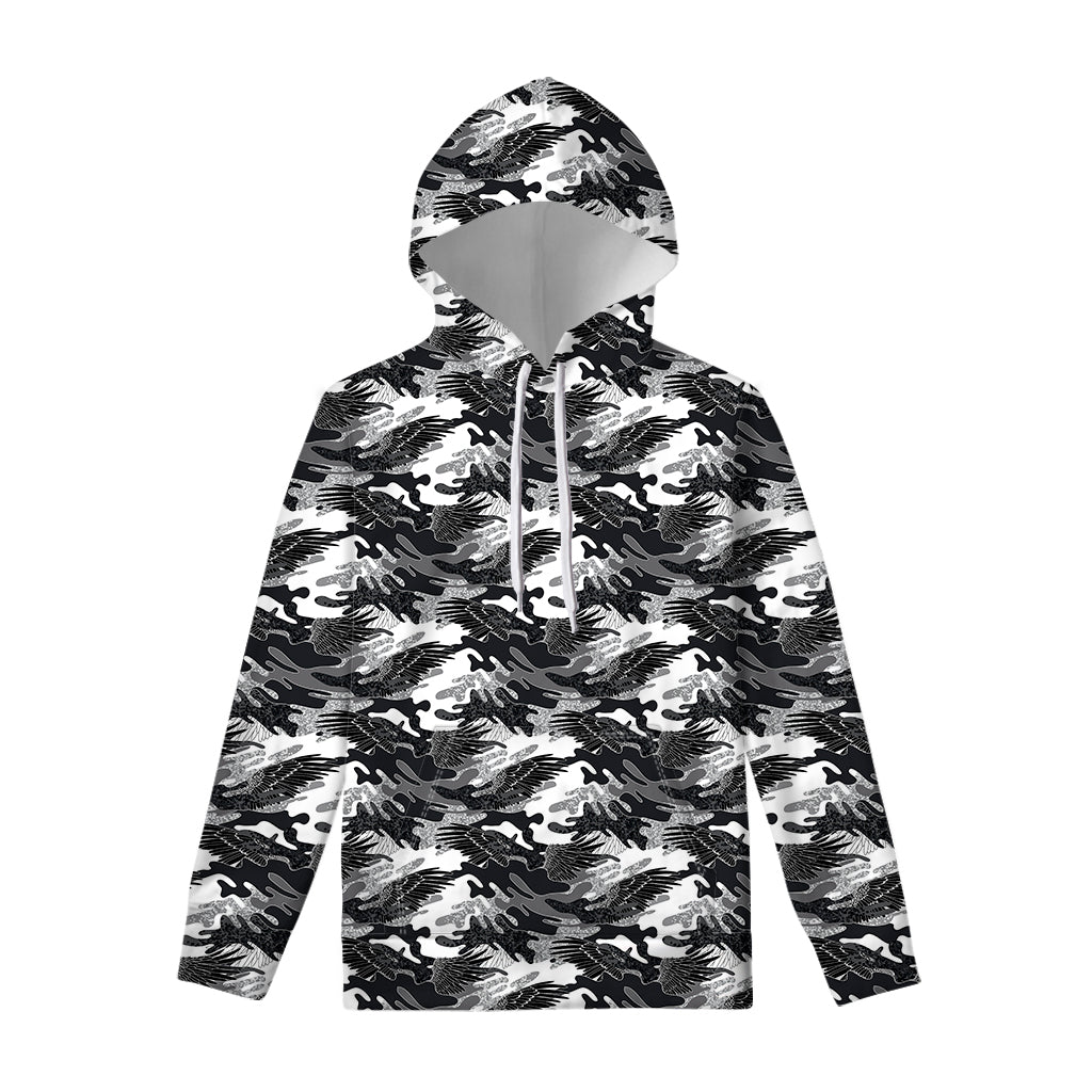 Camouflage Dazzle Wings Pattern Print Pullover Hoodie