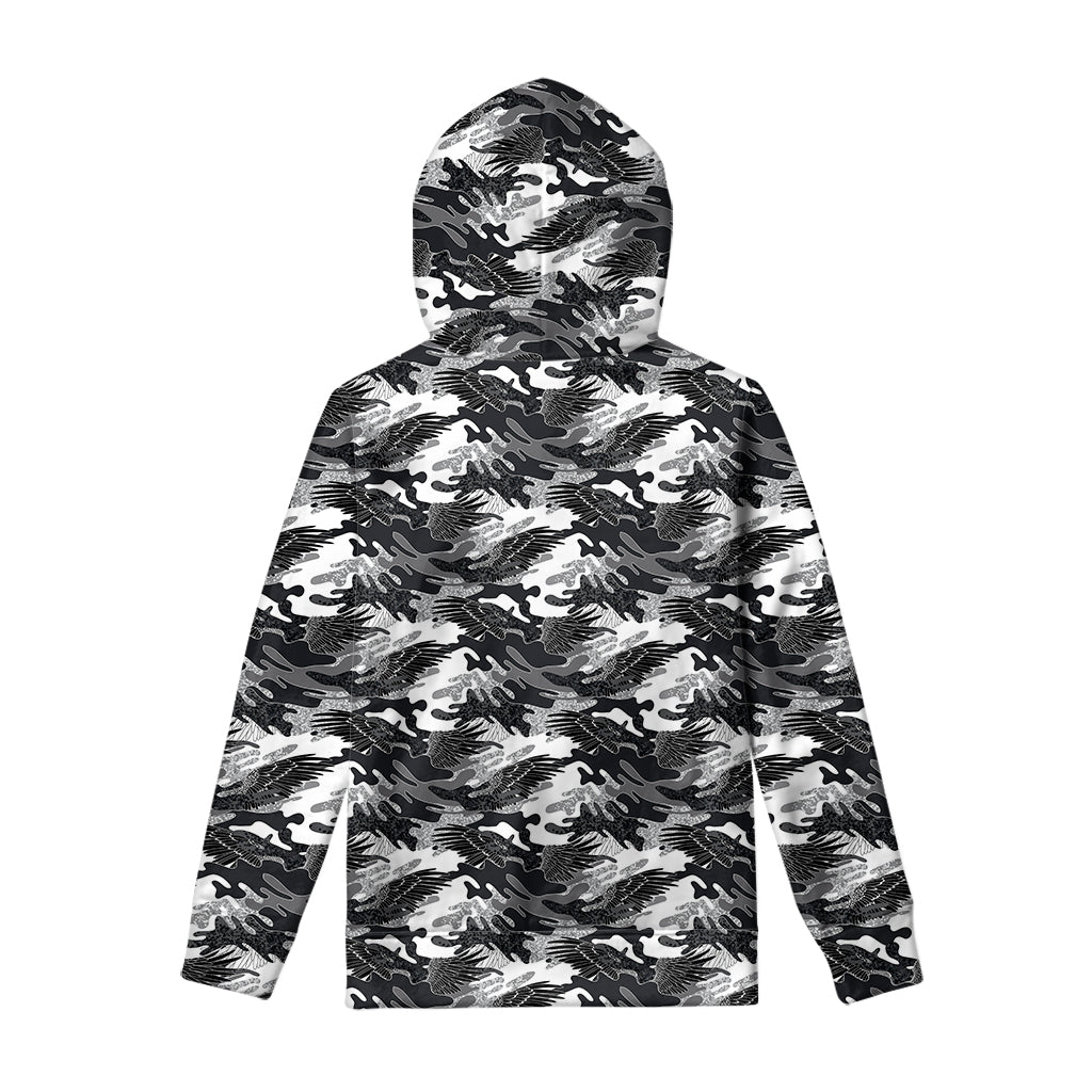 Camouflage Dazzle Wings Pattern Print Pullover Hoodie