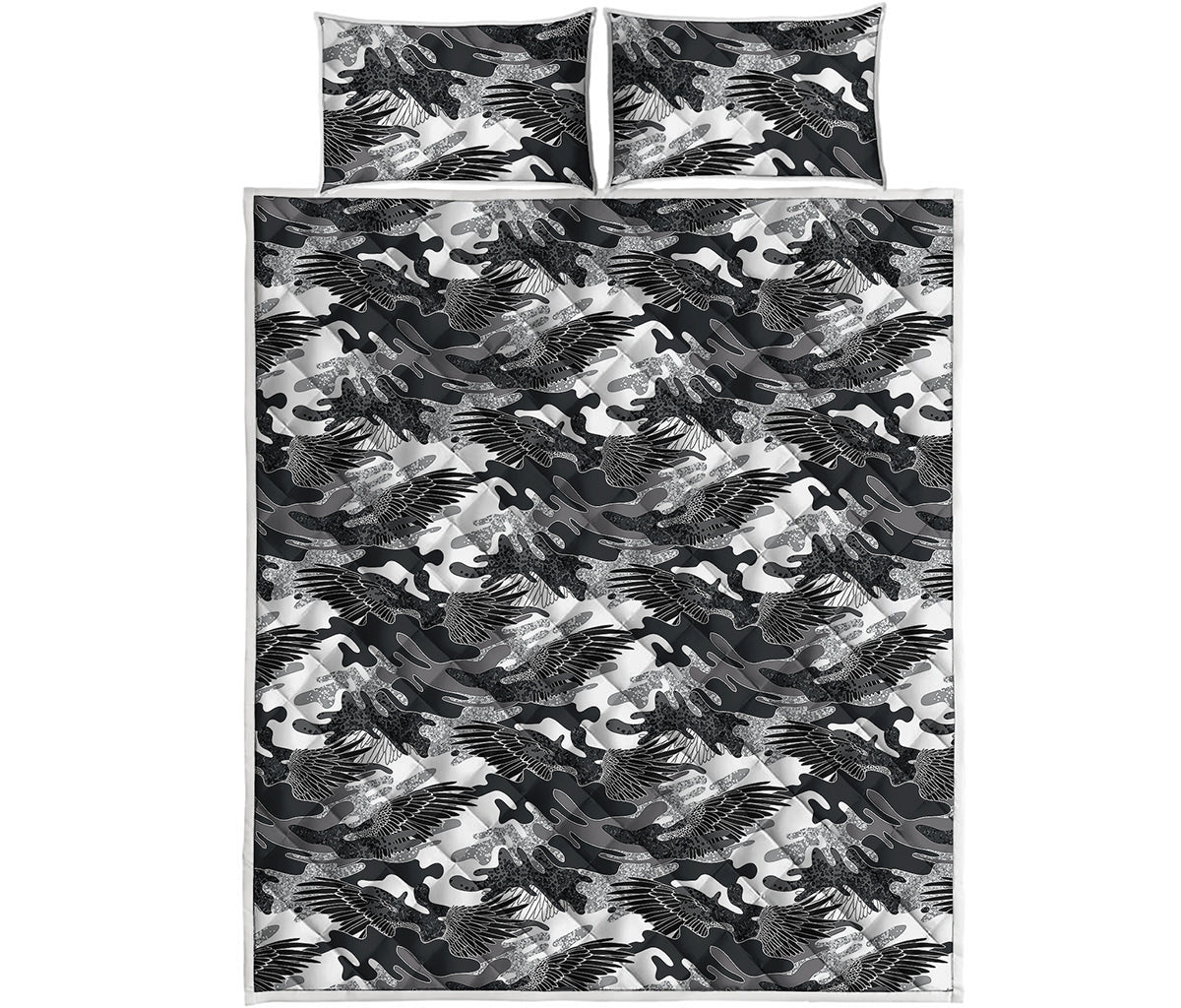 Camouflage Dazzle Wings Pattern Print Quilt Bed Set