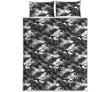 Camouflage Dazzle Wings Pattern Print Quilt Bed Set