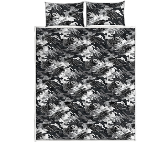 Camouflage Dazzle Wings Pattern Print Quilt Bed Set