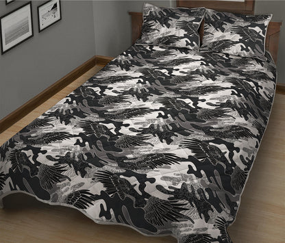 Camouflage Dazzle Wings Pattern Print Quilt Bed Set