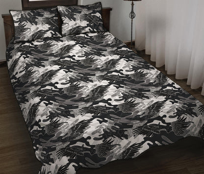 Camouflage Dazzle Wings Pattern Print Quilt Bed Set