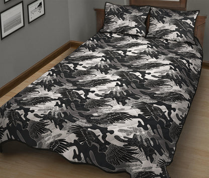 Camouflage Dazzle Wings Pattern Print Quilt Bed Set