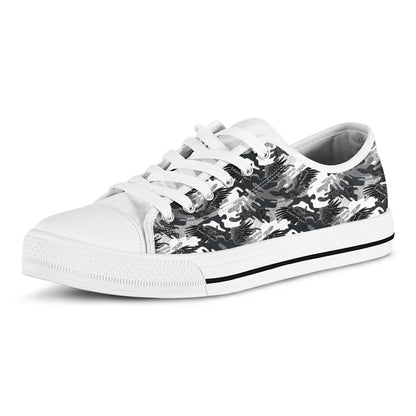 Camouflage Dazzle Wings Pattern Print White Low Top Shoes
