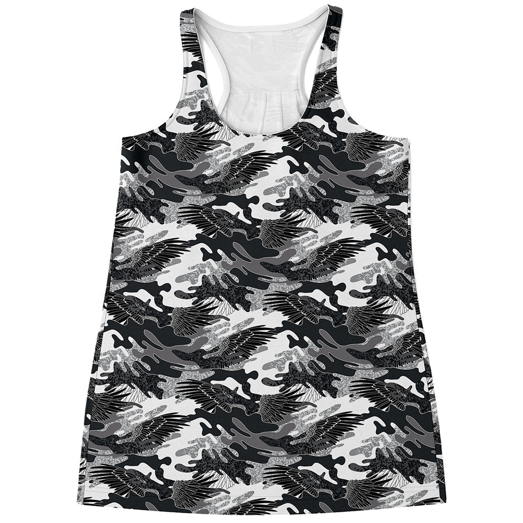 Camouflage Dazzle Wings Pattern Print Women's Racerback Tank Top