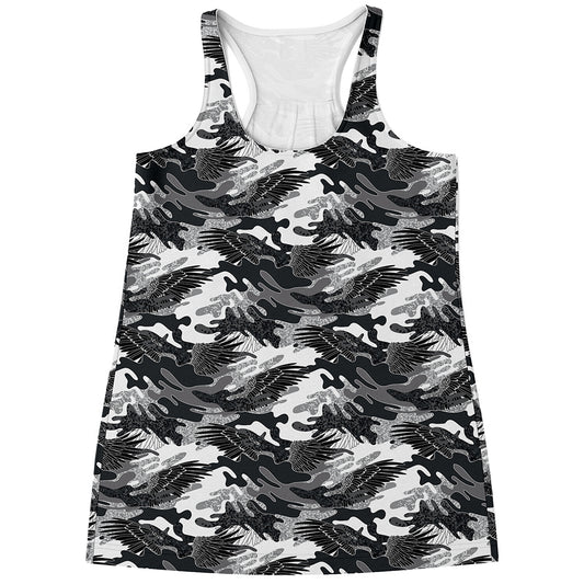 Camouflage Dazzle Wings Pattern Print Women's Racerback Tank Top