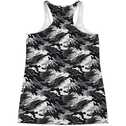 Camouflage Dazzle Wings Pattern Print Women's Racerback Tank Top