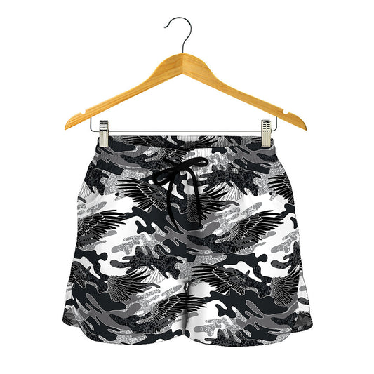Camouflage Dazzle Wings Pattern Print Women's Shorts