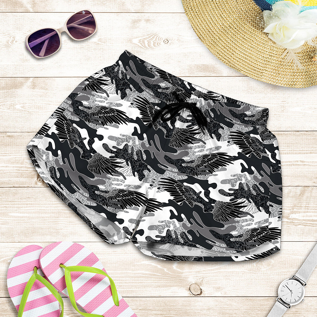 Camouflage Dazzle Wings Pattern Print Women's Shorts