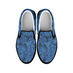 Camouflage Denim Jeans Pattern Print Black Slip On Shoes