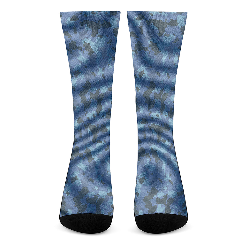 Camouflage Denim Jeans Pattern Print Crew Socks