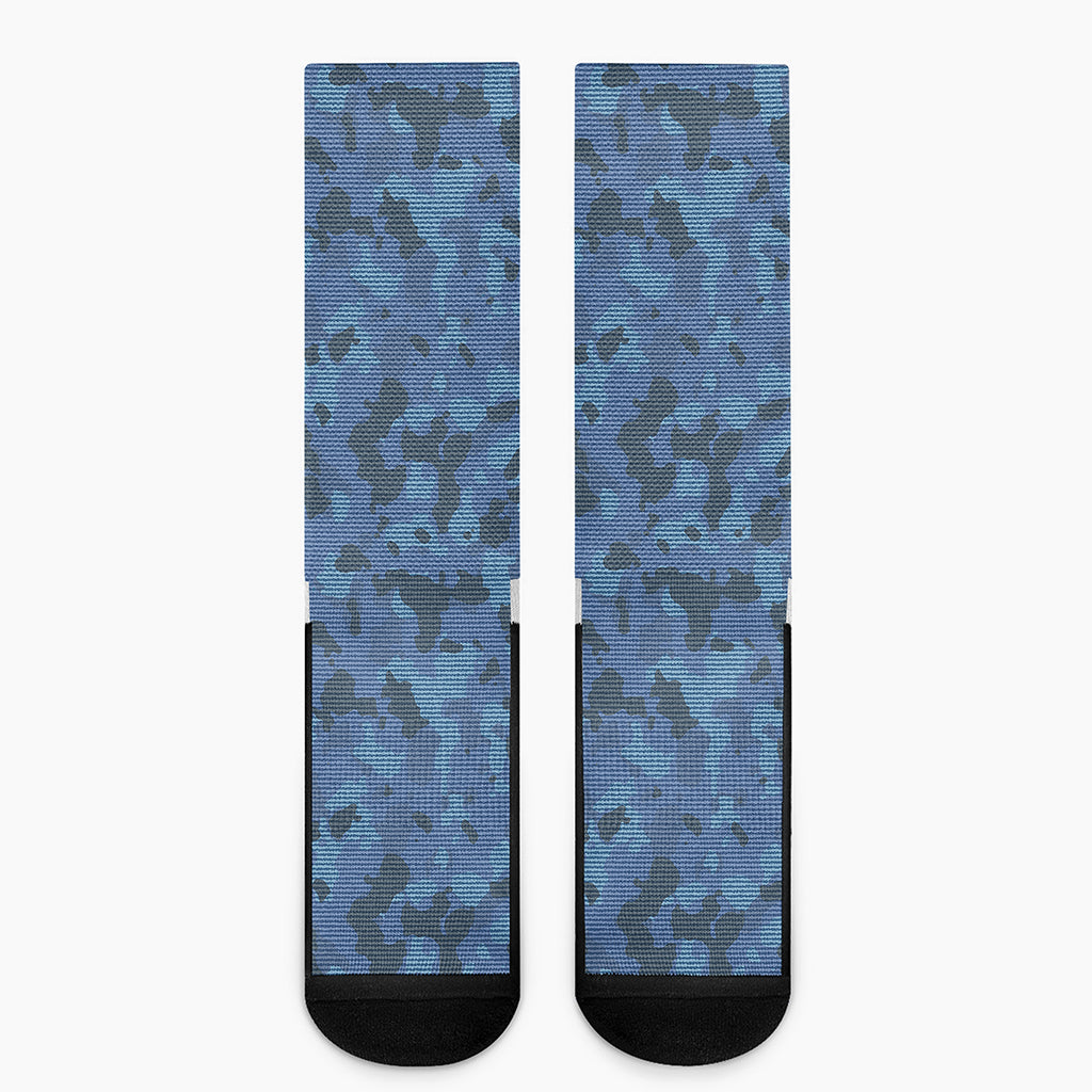 Camouflage Denim Jeans Pattern Print Crew Socks