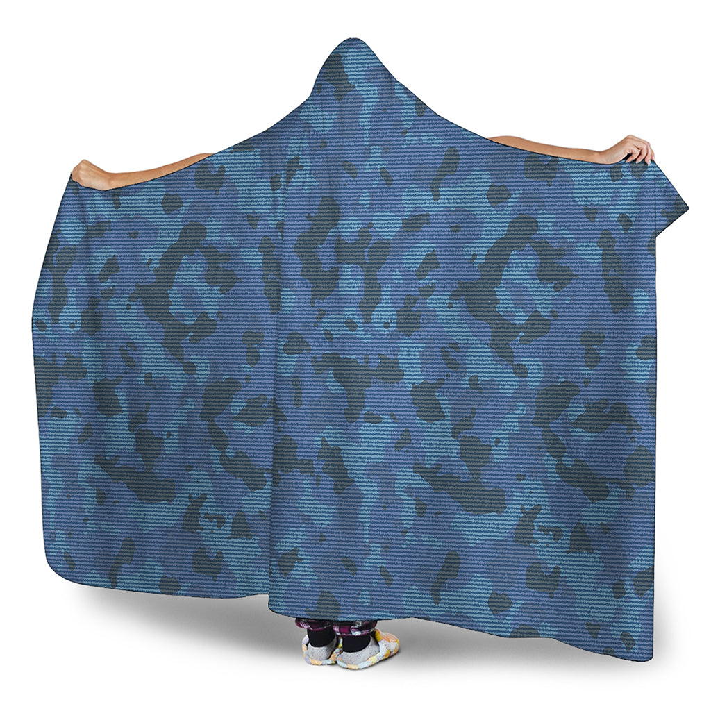 Camouflage Denim Jeans Pattern Print Hooded Blanket