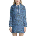 Camouflage Denim Jeans Pattern Print Pullover Hoodie Dress
