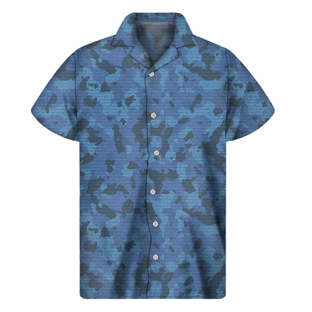 Camouflage Denim Jeans Pattern Print Men's Short Sleeve Shirt