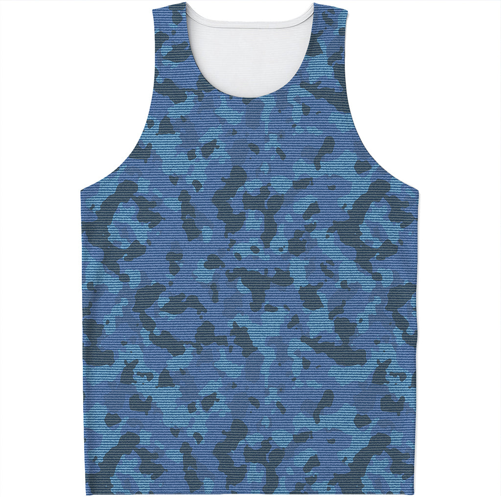 Camouflage Denim Jeans Pattern Print Men's Tank Top