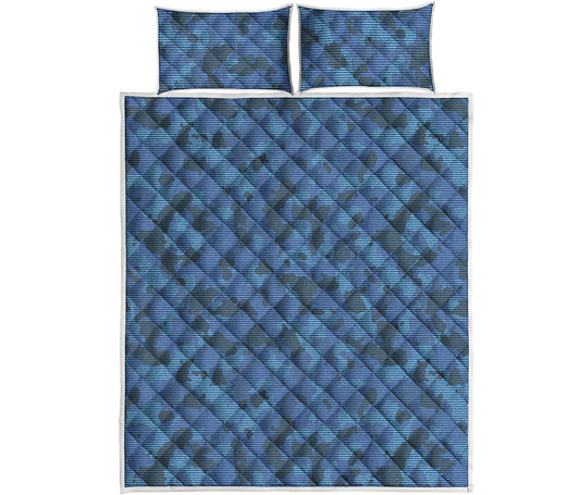 Camouflage Denim Jeans Pattern Print Quilt Bed Set