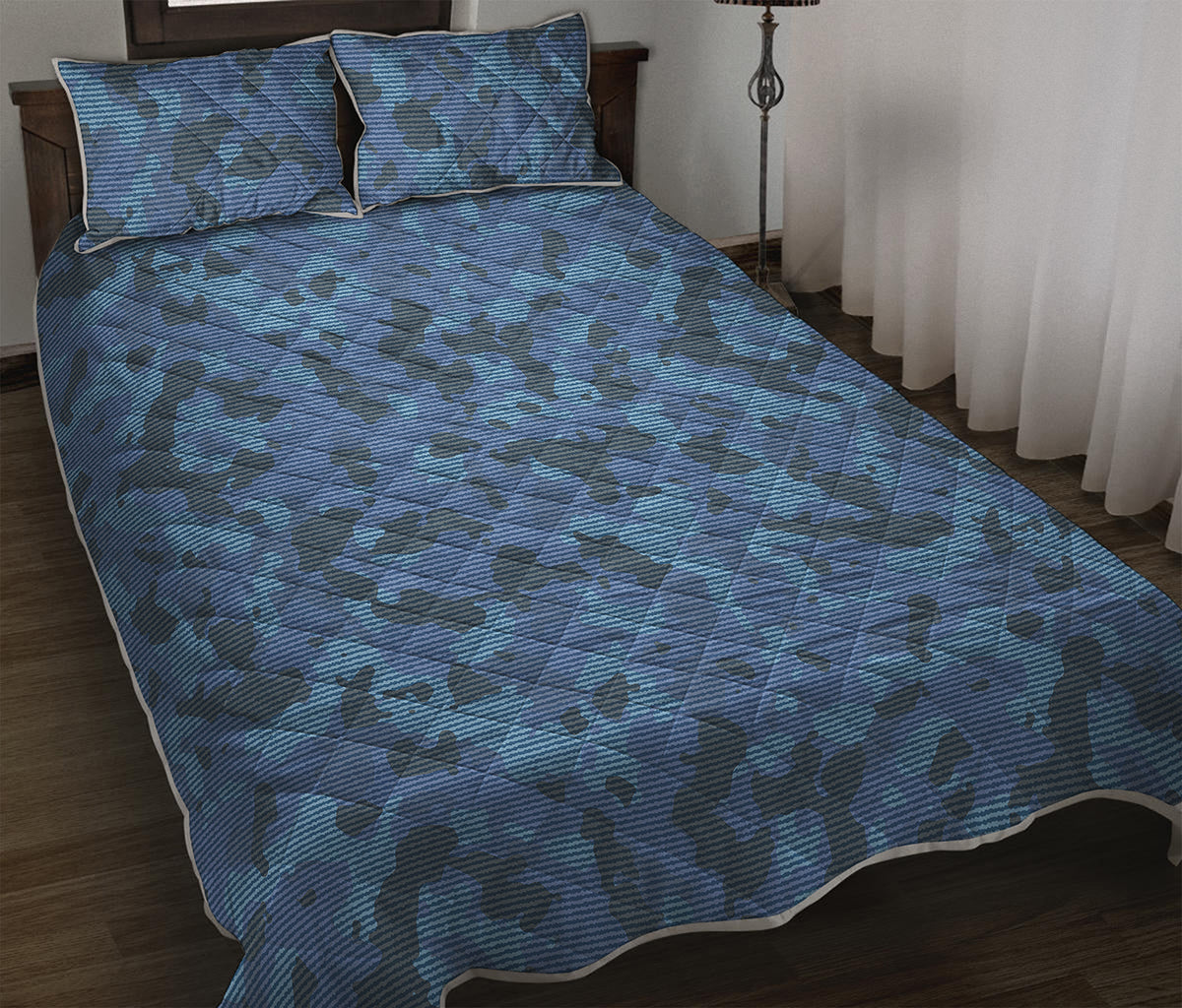 Camouflage Denim Jeans Pattern Print Quilt Bed Set