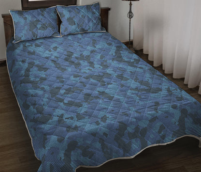 Camouflage Denim Jeans Pattern Print Quilt Bed Set